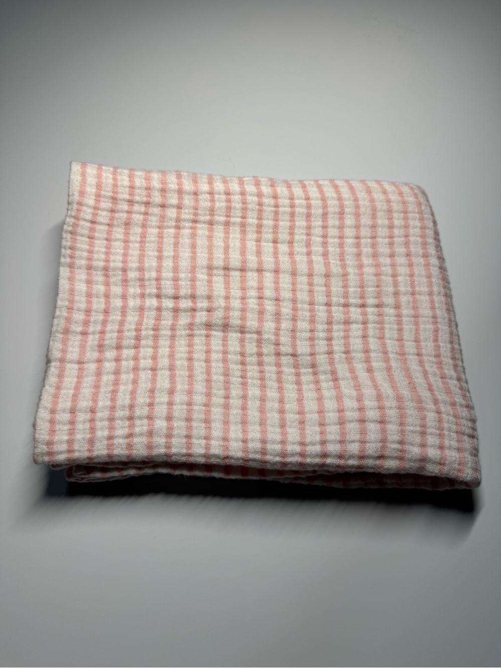 Modern Baby White Pink Striped Muslin Blanket 32x38